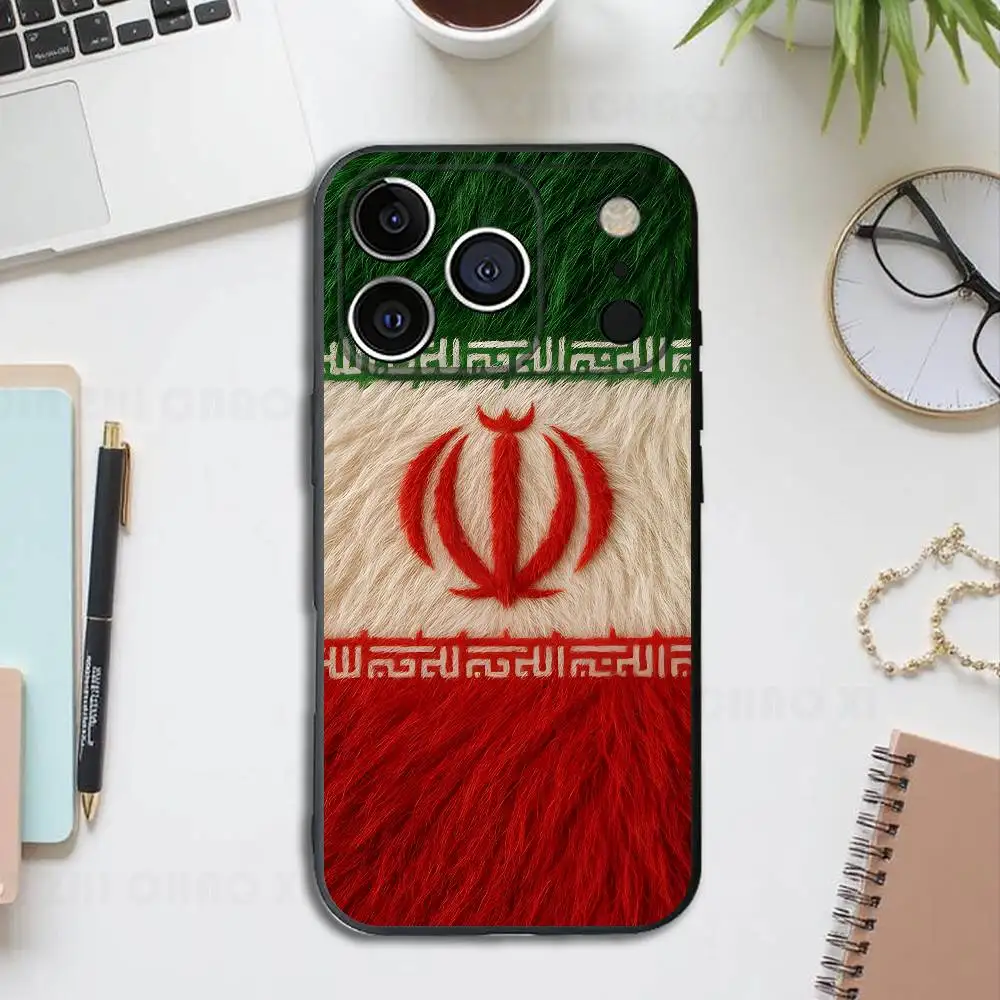Iran Flag and Emblem Silicone Soft Phone Case For IPhone17 16 15 14 13 12 11 Pro Max Plus X XR SE Cover