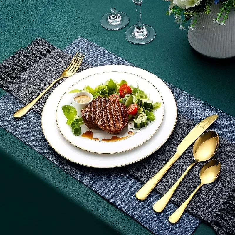 Gold Silverware Set, Forged Stainless Steel Cutlery Set