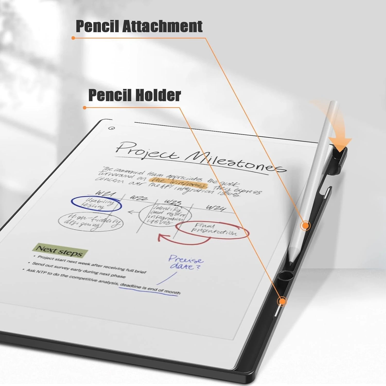 11.8'' PC Leather Case For reMarkable Paper Pro 2024 11.8 inch eBook Rotatable Dormant Protective Cover with Holder