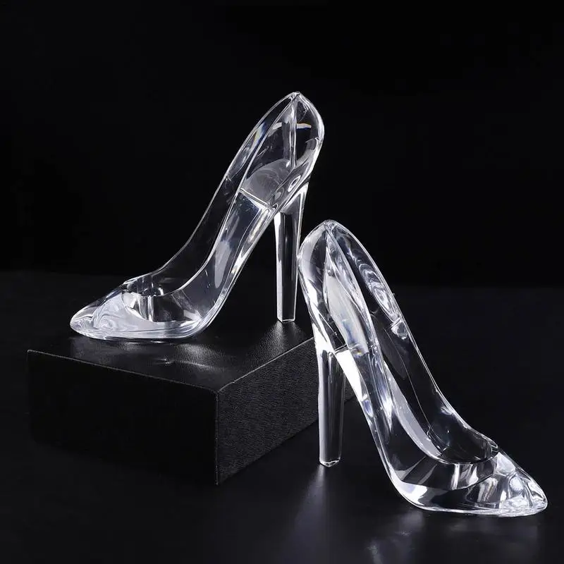 1pc Transparent Crystal Glass Slipper Shoe Ornaments Acrylic High Heels Shoes Decorative Sculpture Shoes Wedding Shoe Figurines