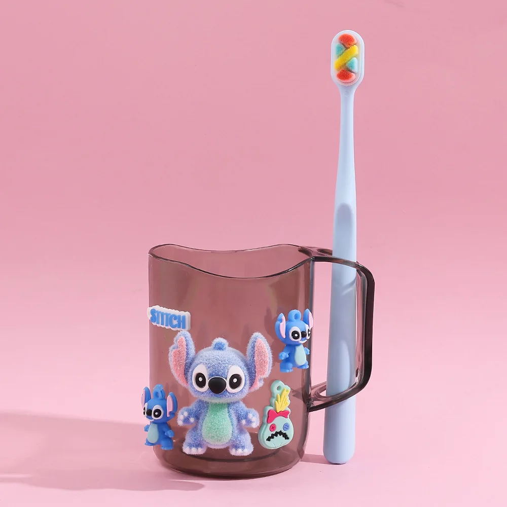 Disney conjunto de copo de escovação de dentes para crianças, ponto de plantio de cabelo, escova de dentes de desenho animado, engrossado, copo de enxaguatório bucal doméstico, presentes