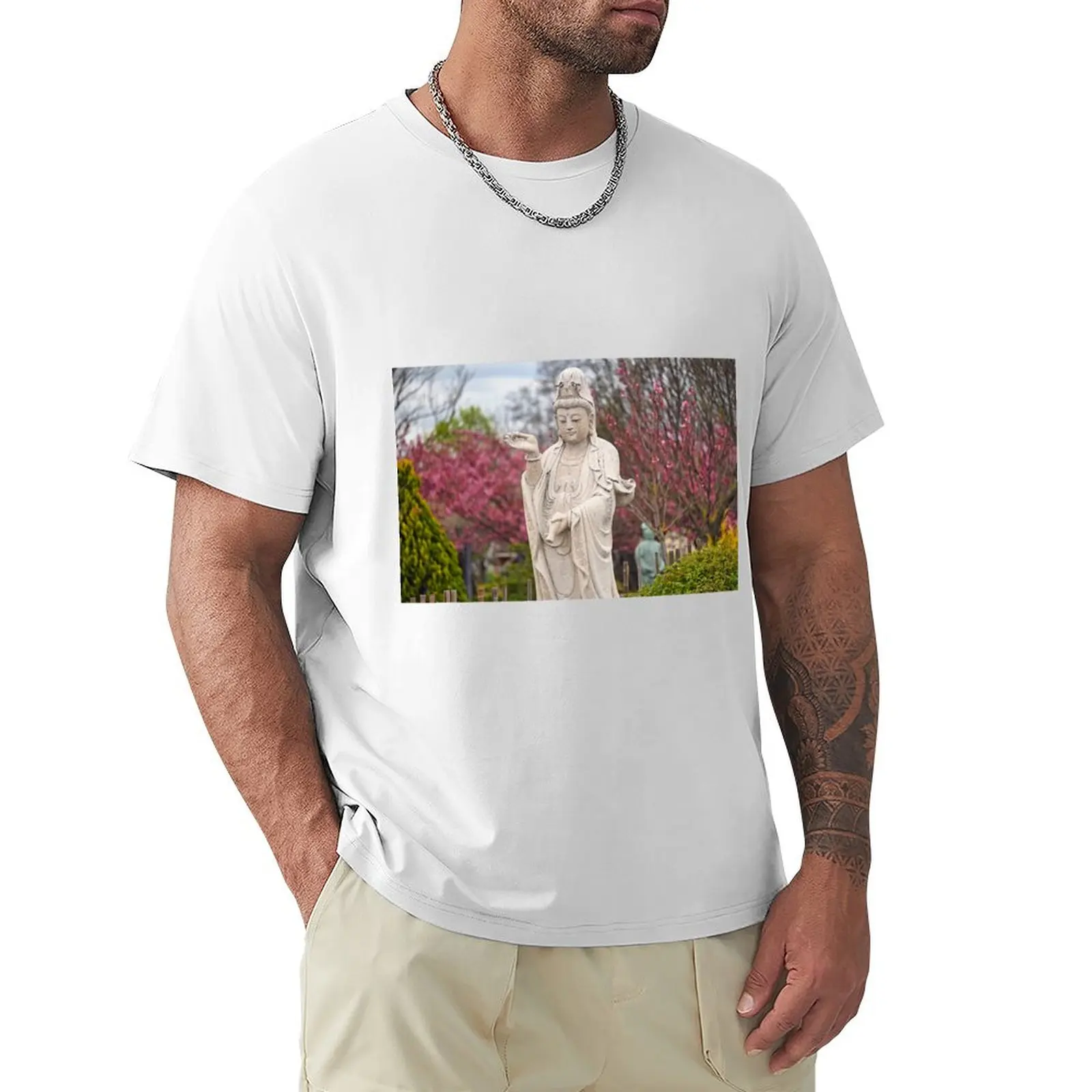 Sculpture and Japanese garden in the springtime T-Shirt tees customs design your own mens big and tall t shirts