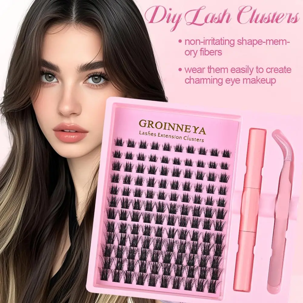 144 Clusters Faux Mink Natural Eyelashes C Curl Mixed Length 8-16mm for Eyelash Extensions DIY Fake Mink Eyelashes Z2K4