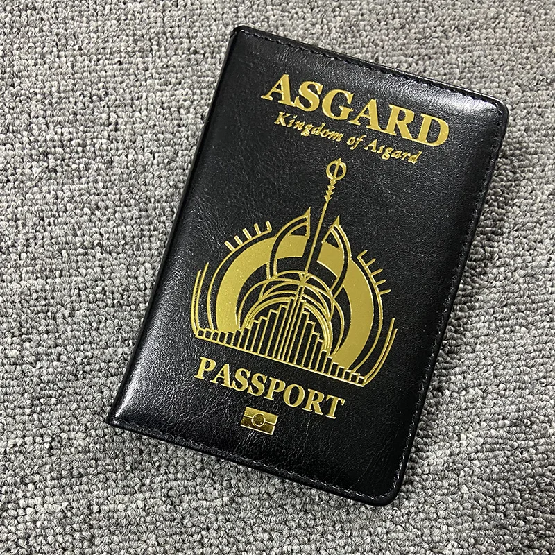 Asgard mitología nórdica funda para pasaporte vikingos soporte para pasaporte cuero Pu billetera de viaje Envío Directo