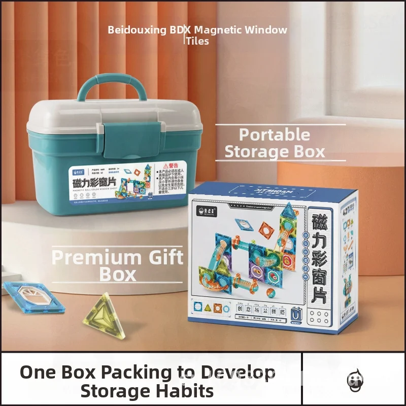 Magnetyczne klocki konstrukcyjne z okienkami dla dzieci w wieku 3-14 lat, mocne magnesy, układanka, zabawki torowe dla chłopców i dziewczynek.