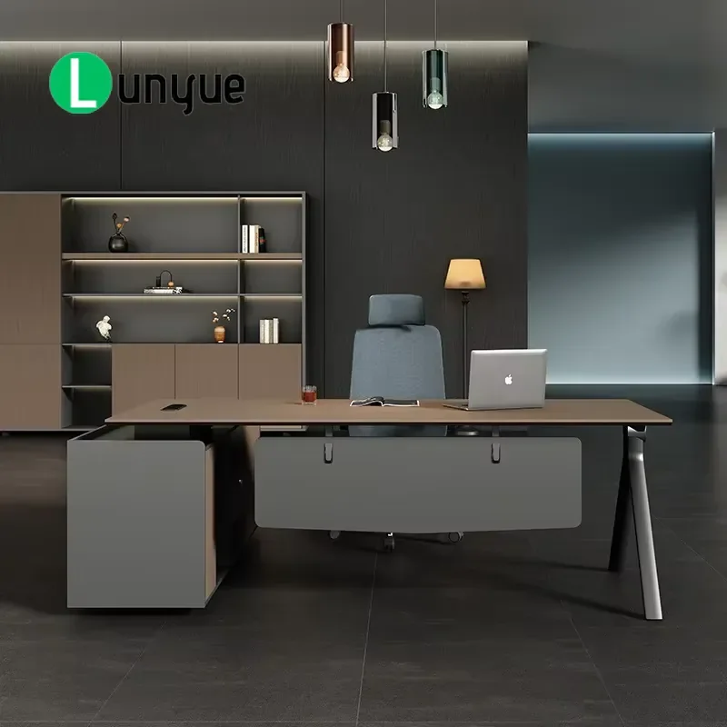 Durable Modern L Shaped Executive Desk for CEO Manager High End Computer Office Furniture Spacious Workstation