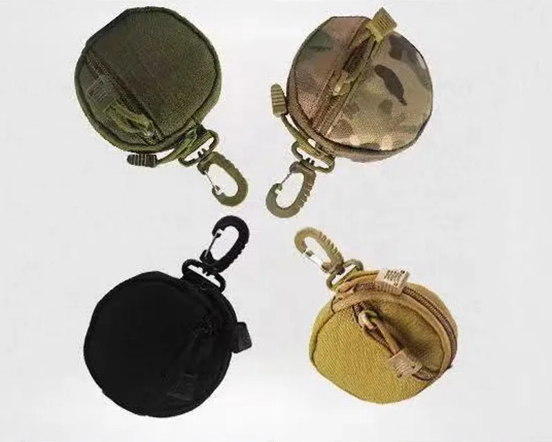 DHL50pcs Women Polyester Plain Round Shaped EDC Pouch Key Small Short Coin Purses