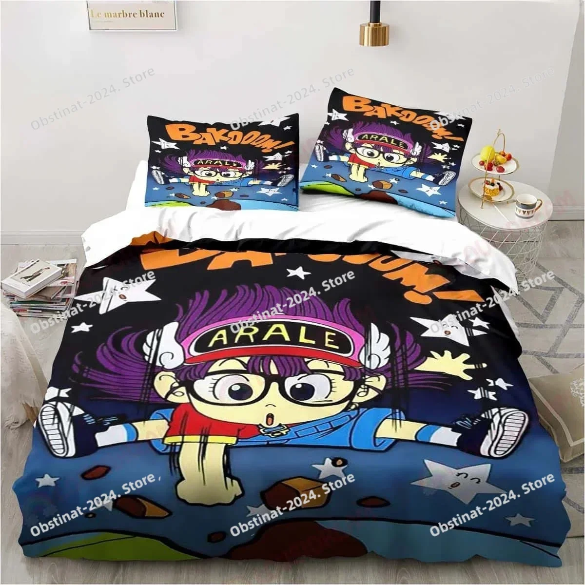 3D Cartoon DR S-Slump Arale Bedding Set Sheet King Twin Double Child Bedding Set Mircofiber or Polyester Duvet Cover Sets