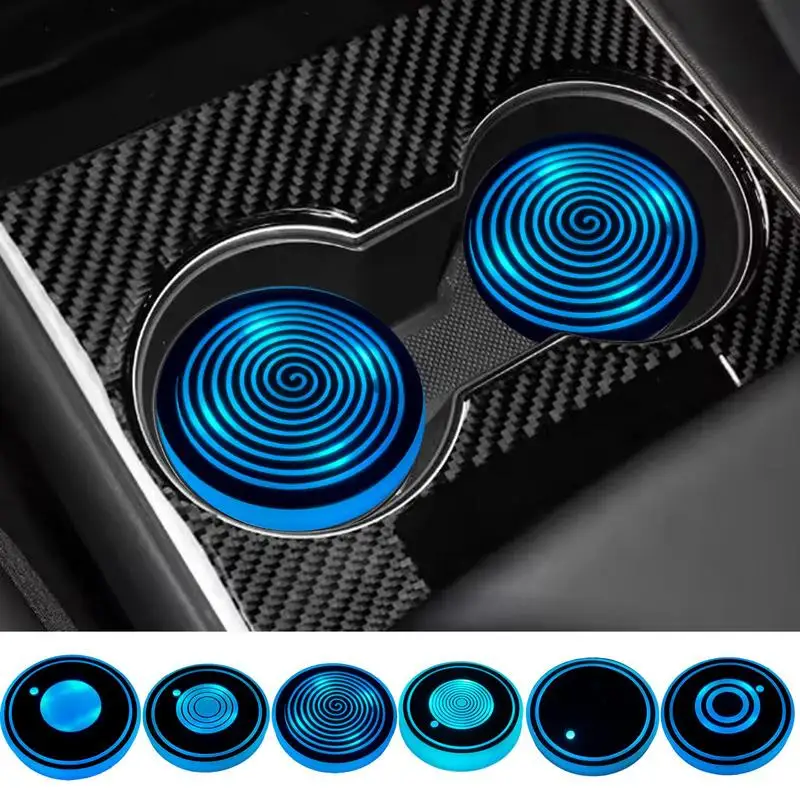 

Car Cup Pad W/LED Lights Rechargeable 7 Color-Changing Light Up Cup Holder Insert Coasters, Car Accessories Interior Drink Mat