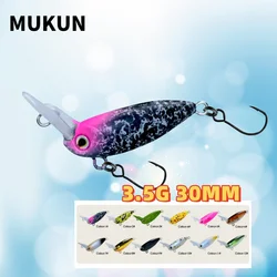 MUKUN 3.5g/30mm Mini Crank Lure Full Swimming Layer Inverted Tongue Plate Crankbait Quickly Sinking Trout Lures