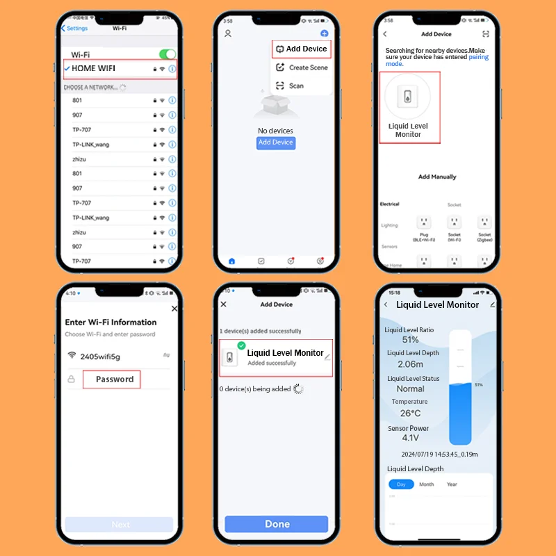 เซ็นเซอร์วัดระดับน้ำแบบจุ่ม Moray ME202R พร้อมหน้าจอแสดงอุณหภูมิแบบ LED ควบคุมผ่าน WiFi ปรับแต่งได้ สำหรับบ้านอัจฉริยะ ความแม่นยำสูง