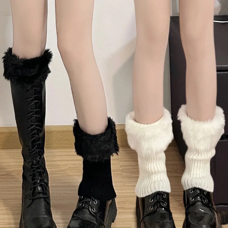 

1/2Pairs Winter Plush Knitted Boot Socks Leg Warmers Ankle Thermal Wool Cuffs Slouch Socks for Women Girls Cold Weather Fashion
