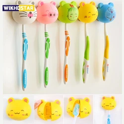 WIKHOSTAR 1PC Animal Toothbrush Holder for Kids Cartoon Toothbrush Holder With Waill Suction Cups Punch Free Storage Rack