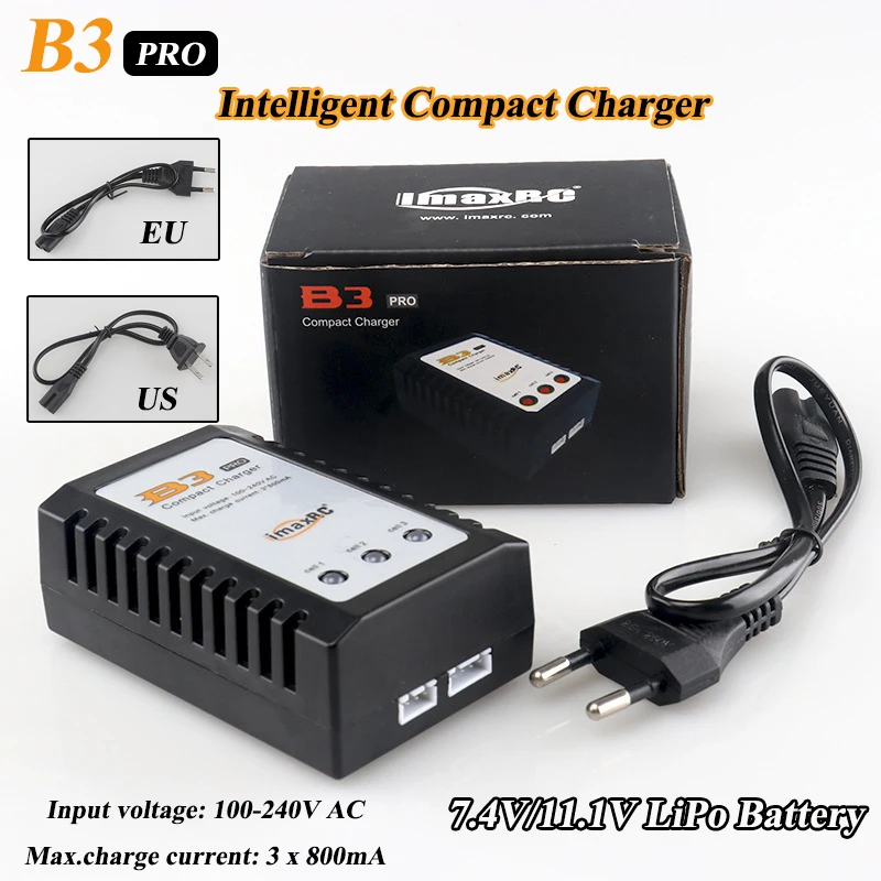 iMAX B3 PRO 10W RC Charger Intelligent Compact 2S-3S Lipo Battery 7.4V/11.1V Balance lithium Discharger Power Supply EU Plug Car