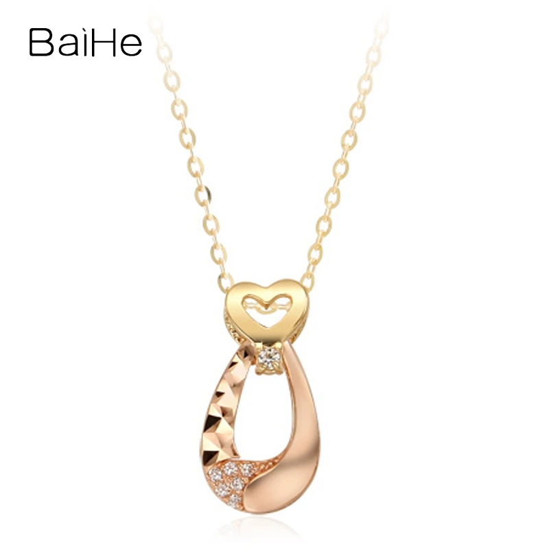 BAIHE Solid 14K Yellow Rose Gold Natural Diamond Necklace Women Trendy Fine Jewelry Making Collar de diamantes سلسلة الماس