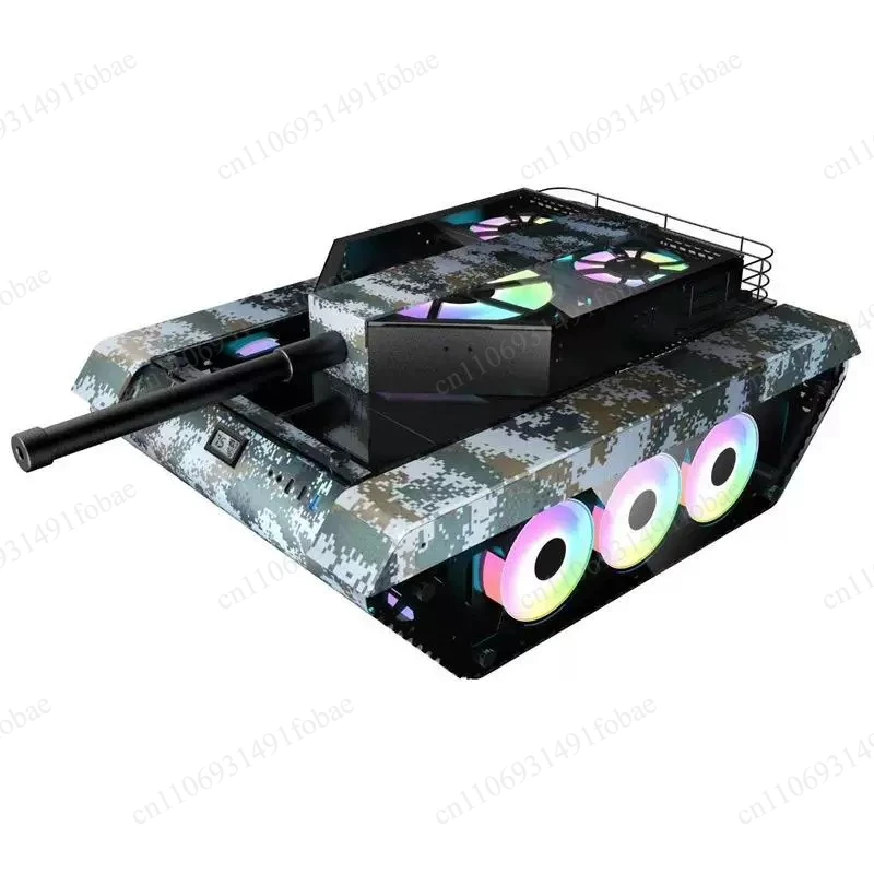 Apocalypse Tank Shape Desktop Computer Mainframe Box Desktop Personality Special-shaped Tempered Glass Side Transparent