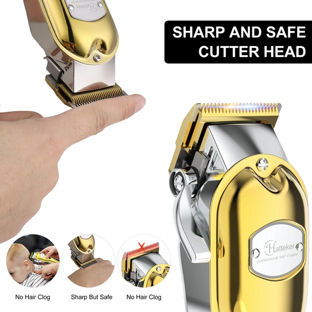 Hatteker رجل مقص الشعر أداة تهذيب اللحية الشعر المتقلب للرجال كليبرز اللاسلكي المهنية الحلاقين أدوات للعناية الشخصية