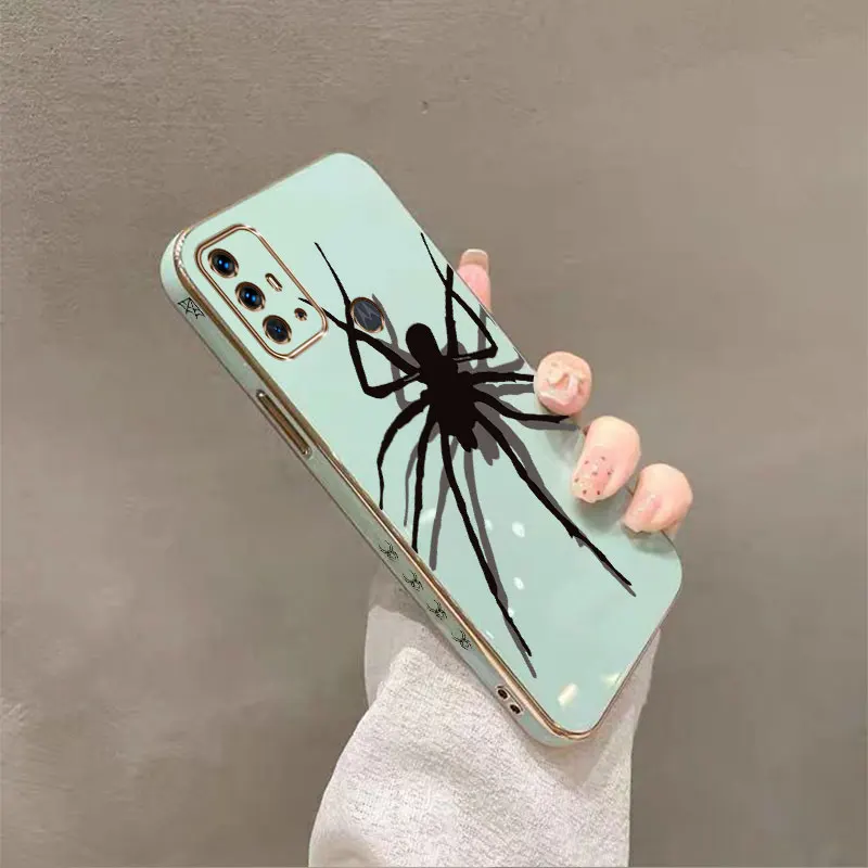 G10 Big Spider Plating Phone Case For Motorola Moto G84 G82 G73 G72 G62 G60S G54 G53 G52 G50 G42 G40Fusion Cover