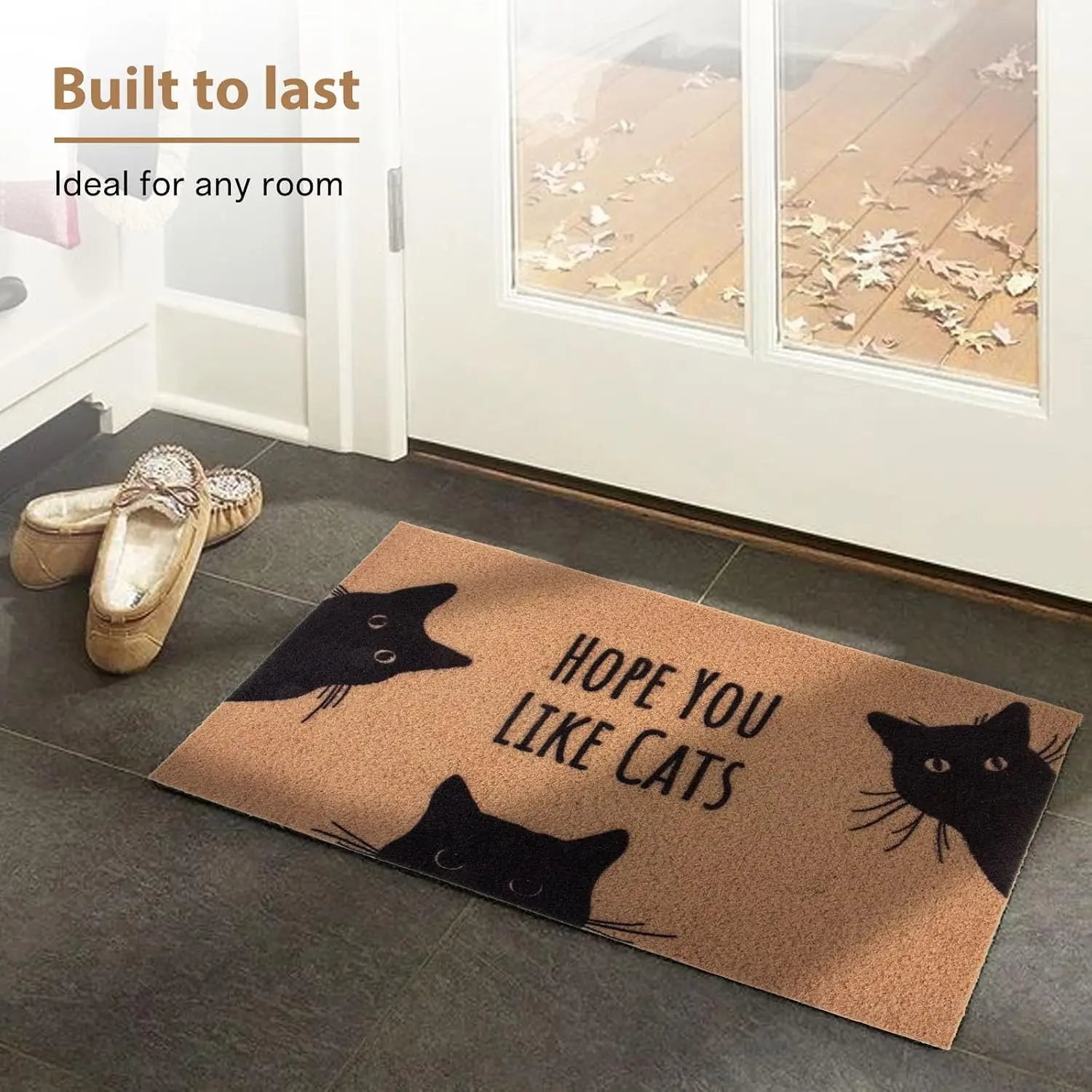 Funny Cat Lover Doormat Welcome Mat for Pet Owner Kitty Entrance Rug Novelty Polyester Decor House Sign