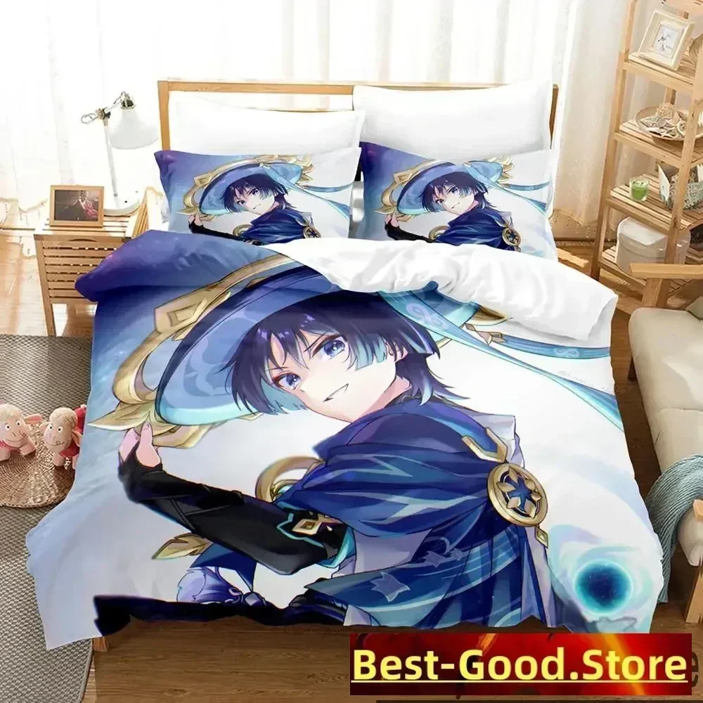 Anime Game Genshin Impact Scaramouche Bedding Set Boys Girls Twin Queen King Size Duvet Cover Pillowcase Bed boys Adult