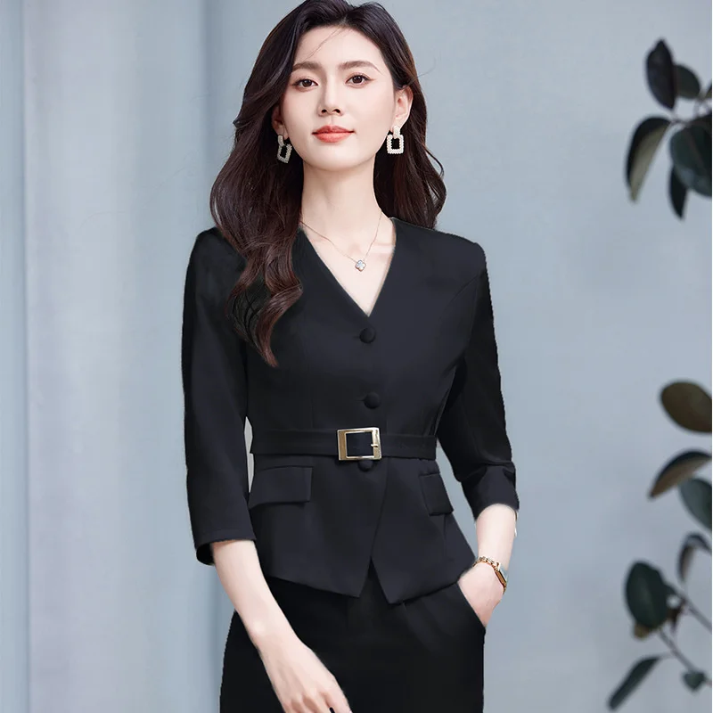 Spring Summer New Professional Suit for Beauty Salon Hotel Restaurant Front Desk Workwear High-end Elegant Set Workwear for Wome