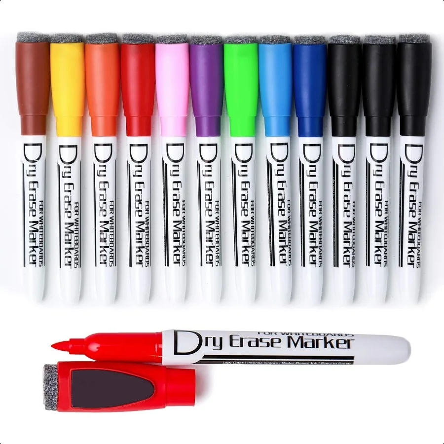 

Magnetic Dry Wipe Pens Dry Erase Markers With Eraser Cap Low Odor Fine Tip Whiteboard Pens Pack of 1210 Colors