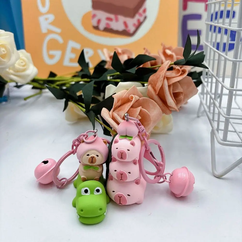 New Peach Capybara Keychain Cartoon Hanging Decoration Bag Pendant Pink Key Chain Gifts