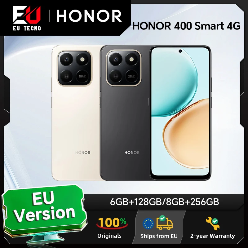 HONOR 400 Smart 4G, Version Globale, Smartphone 4G, Appareil Photo Principal 108MP, Batterie 6500mAh, Écran 6,77 pouces 120Hz, Processeur Octa-core