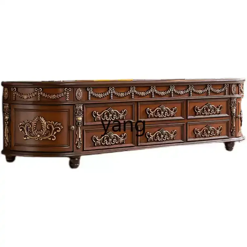 

Lmm solid wood American floor cabinet hand-painted coffee table engraved combination small apartment furniture