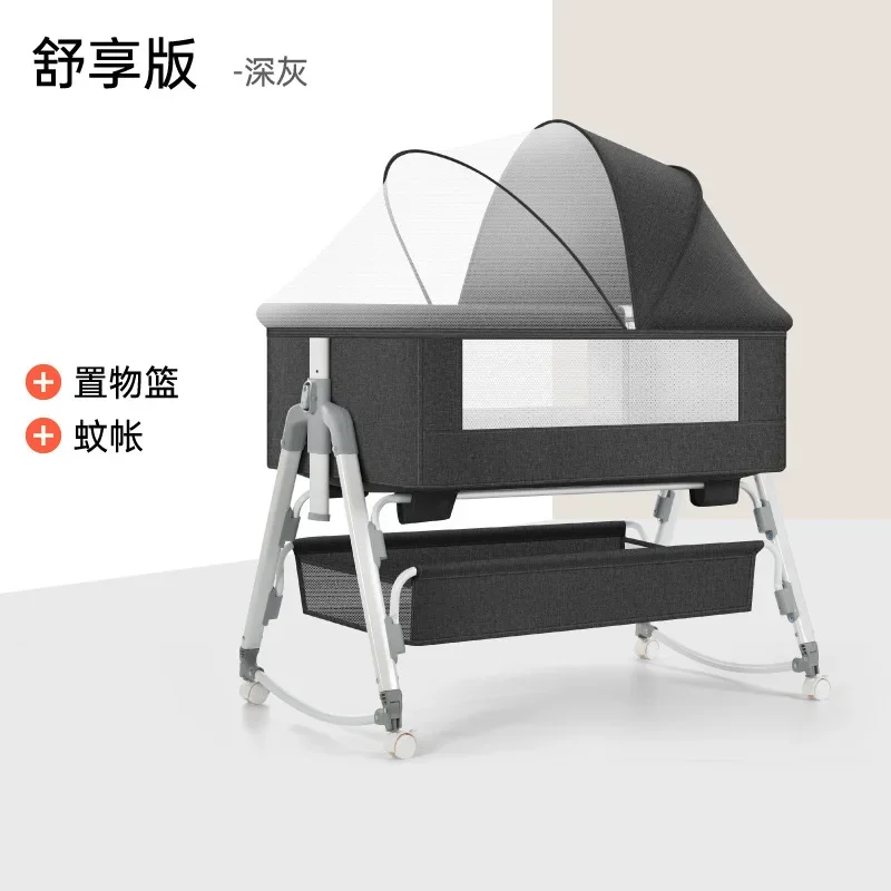 

Baby Multifunctional Crib Infant Bed Portable Folding Splicing Queen Bed Newborn Baby Bb Cradle Bed Diaper Table