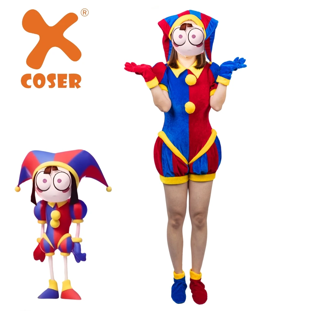 Xcoser The Amazing Digital Circus TDAC Pomni Cosplay Costume & Hat Glove Full Set For Adult