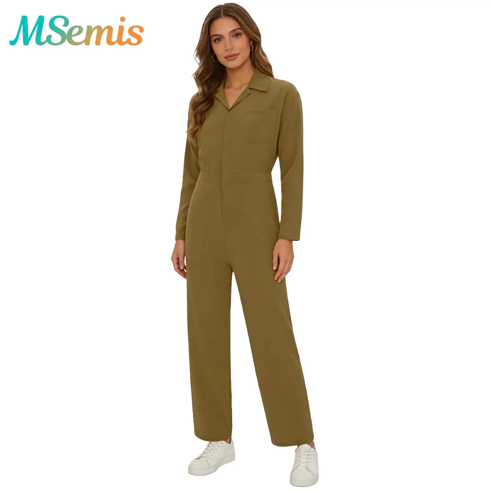 Tuta Intera da Donna per Adulti, Monocolore, con Chiusura a Cerniera, Maniche Lunghe, per Lavoro, Officina o Costume Cosplay