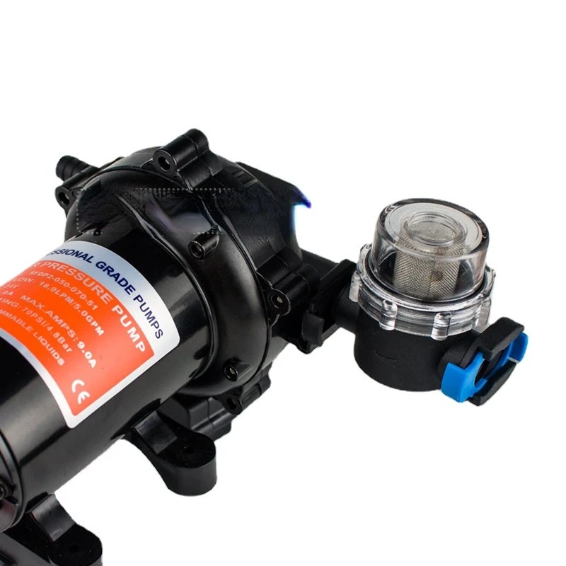 51 High Pressure Mobile Spray Car Wash Large Flow Diaphragm Five Cavity Miniature DC Electric Yacht Drainage Self-Priming Pump