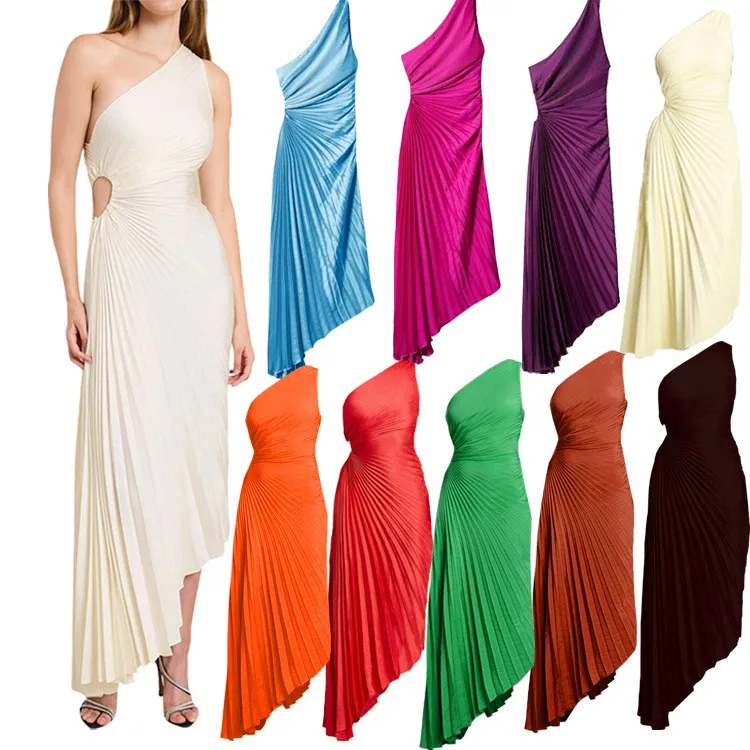 Wedding Guest Dress Elegant Party Prom Evening Dresses Satin Off Shoulder Ruched Hollow Out Gown Long Pleated Strapless Maxi