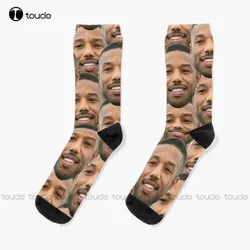 Michael-B-Jordan Heads Socks Tall Socks For Women Unisex Adult Teen Youth Socks Design Happy Cute Socks Creative Funny Socks