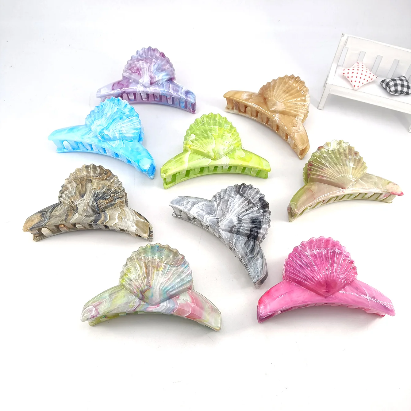 1 Uds. Clip de pelo en forma de concha, accesorio de estilismo de playa, criatura marina, garra de tiburón, Clip de cola de caballo, accesorio para el cabello