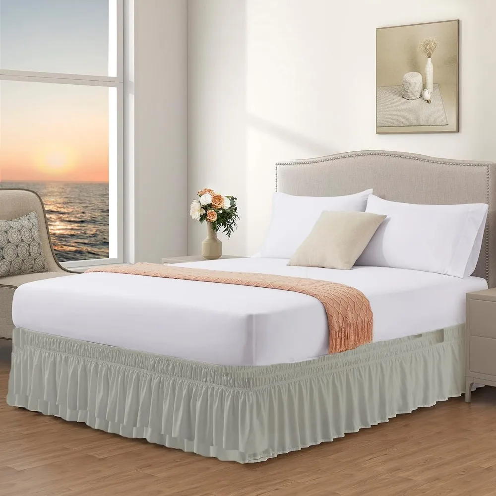 تنورة سرير Twin XL مقاس 39 × 80 مع قطرة 42 بوصة، مرنة قابلة للتعديل، تصميم مكشكش، غرفة جامعية ملفوفة حول الفراش #2