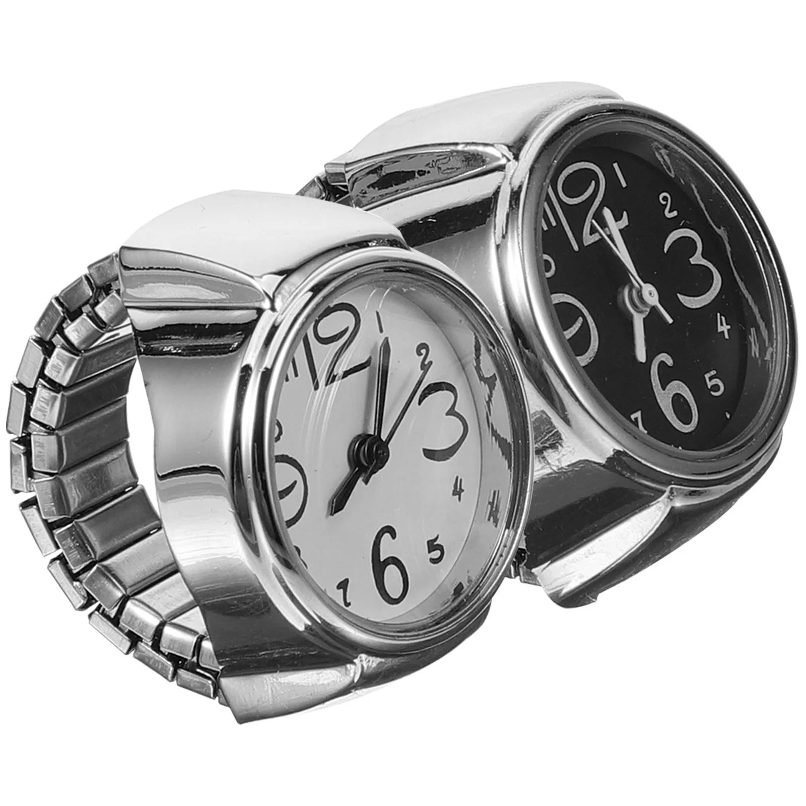 2 قطعة ساعات خاتم الزوجين الرقمية البسيطة إصبع ساعة خاتم دائري مجوهرات أنيقة ديكور للرجال النساء ووتش خواتم