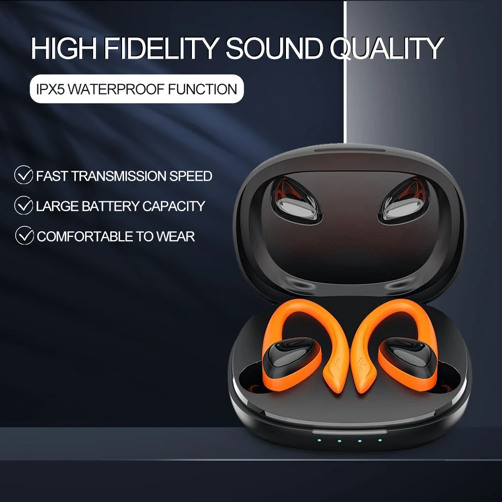 سماعات أذن لاسلكية قابلة لإعادة الشحن، سماعات أذن بخطاف متوافقة مع بلوتوث V5.1 IPX5 مقاومة للماء، سماعات رأس باللون الأخضر