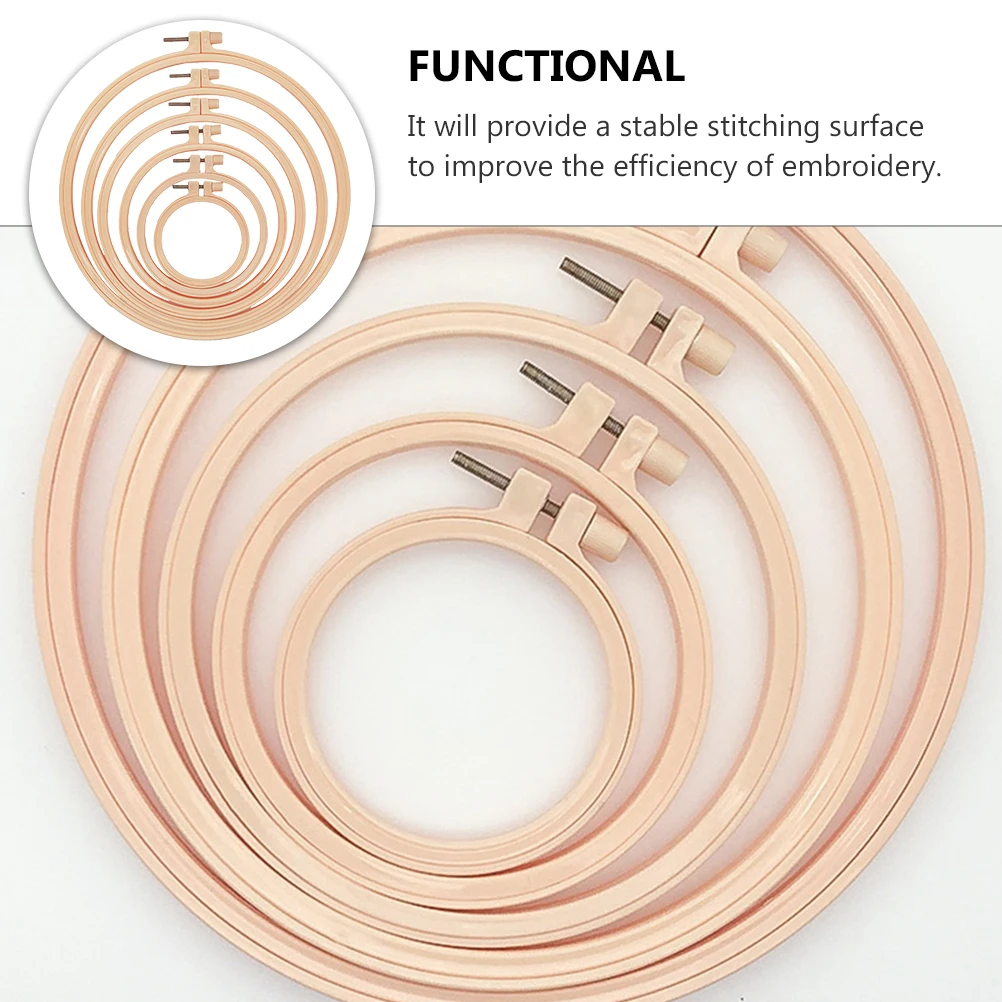 

6Pcs Plastic Embroidery Circles Sturdy Durable for Cross Stitch Quilting Needlework DIY Craft Embroidery Tools