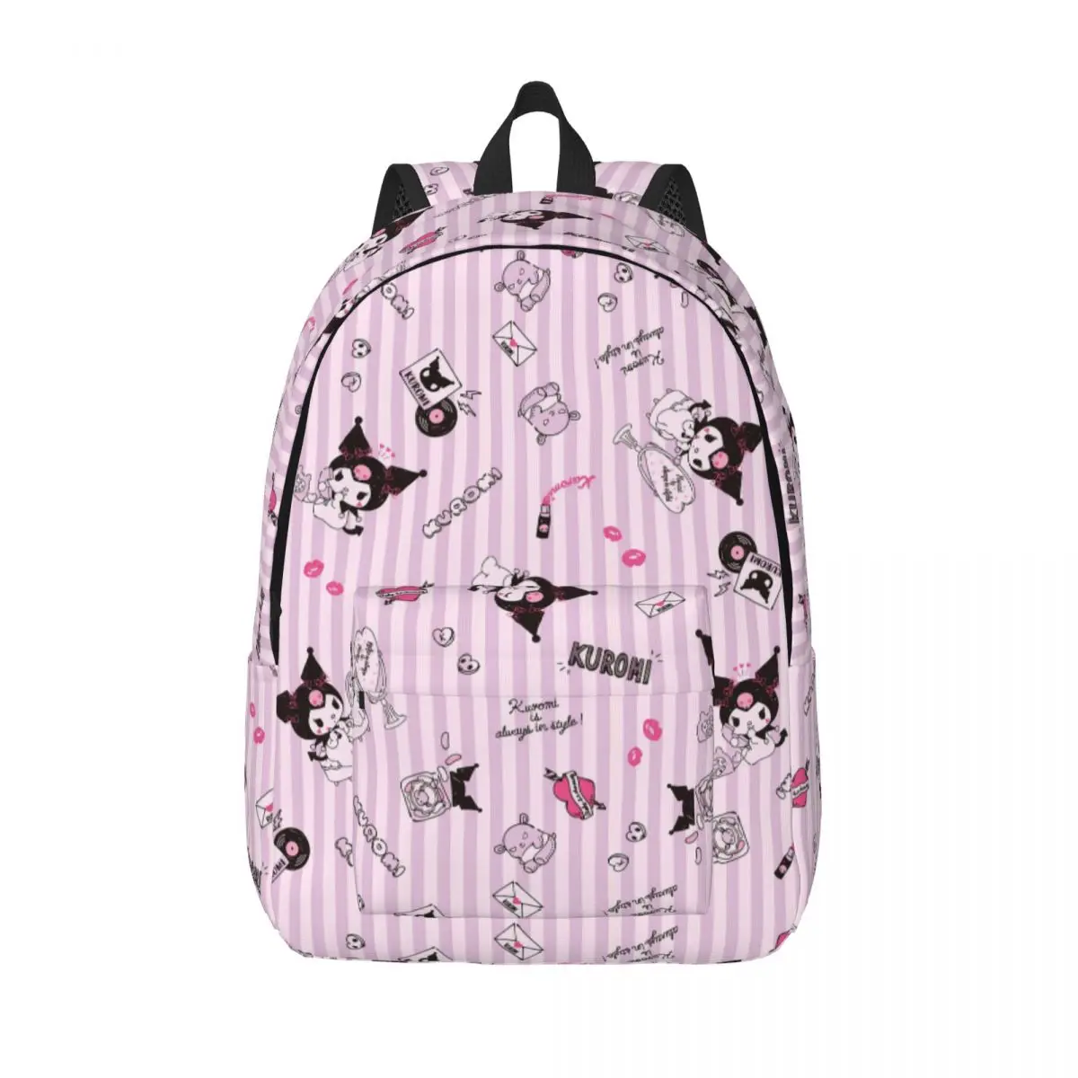 Cute Kuromi Teenage Backpack Logo Print Lightweight Student Hiking Travel Daypack for Men Women Laptop Computer Shoulder Bag