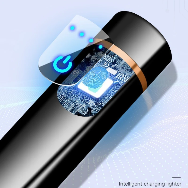 Mini Circular LCD Induction Windproof Tungsten Wire USB Charging Lighter Outdoor Compact Portable Electric Lighters Smoking Gift view 5