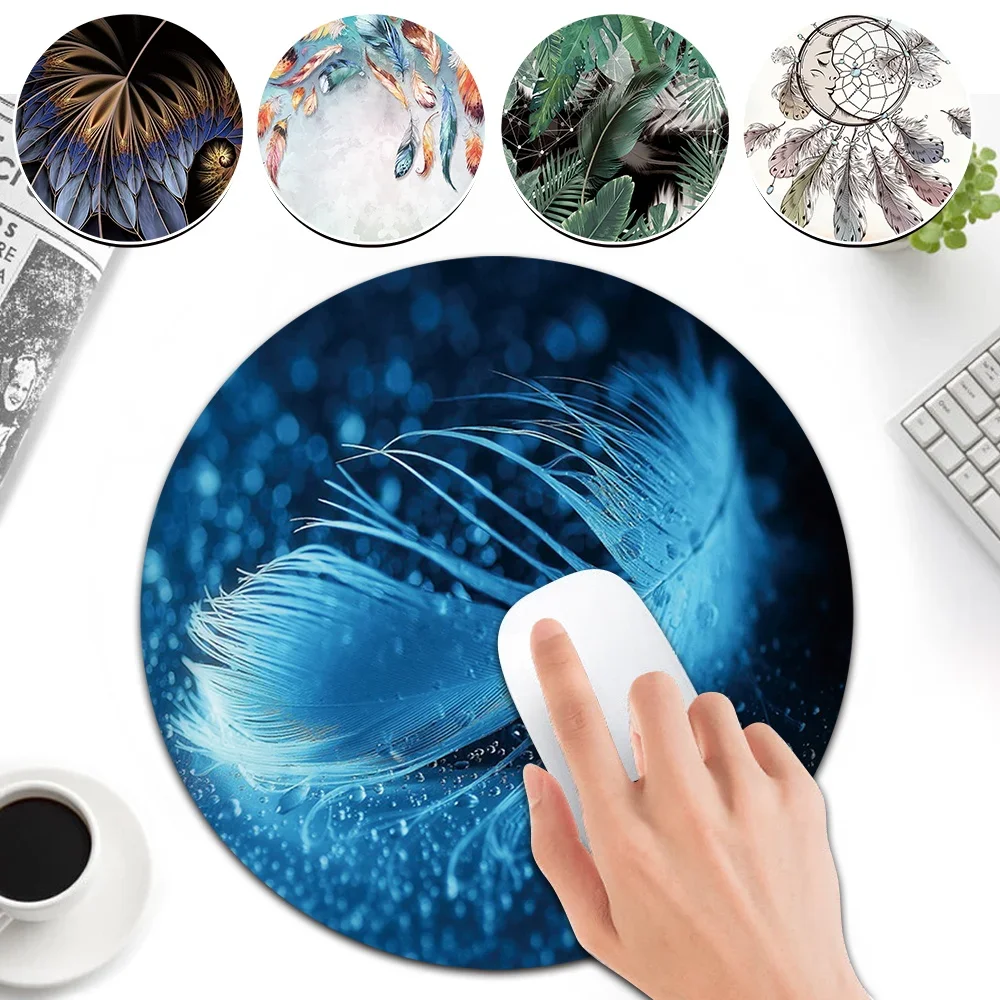 

PU Leather Mouse Pad Gaming Mice Mat Desk Cushion Waterproof Comfortable Mice Pads Round Shape 22x22CM Universal