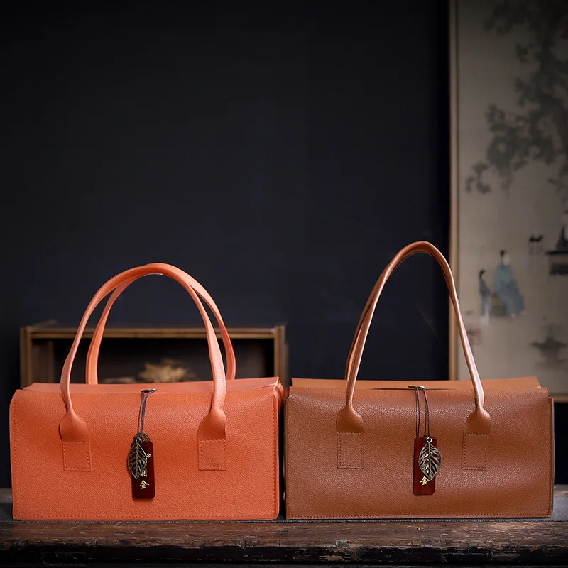 

PU Leather Tea Pot Tea Cozies Handbag Empty Box For Ceramic Sealed Can Tea Can Storage Bag Hand Held Teaware Storage Bag ZC790