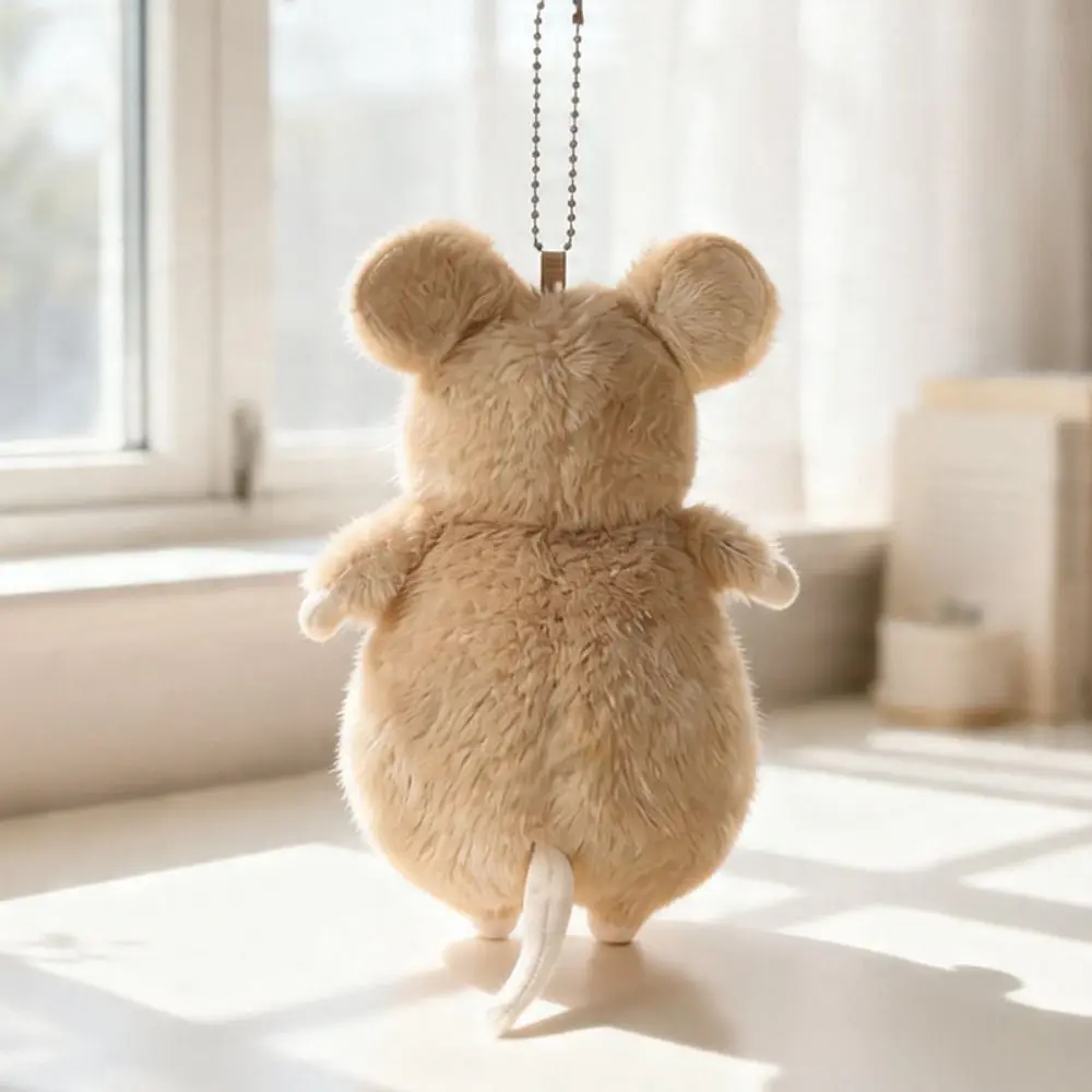 Kawaii Cuddly Soft Fancy Rat Cartoon Animal Fluffy Stuffed Pet Rat Plushie Mini Grey White Brown 18cm Mouse Pendant Bag Decor