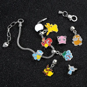 Gelang Anime Pokemon untuk Wanita, Liontin Pikachu Kartun Lucu, Gelang Pesona Enamel Logam, Perhiasan Fashion, Hadiah Rantai Tangan 10 gelang penjualan terbaik pikachu - №