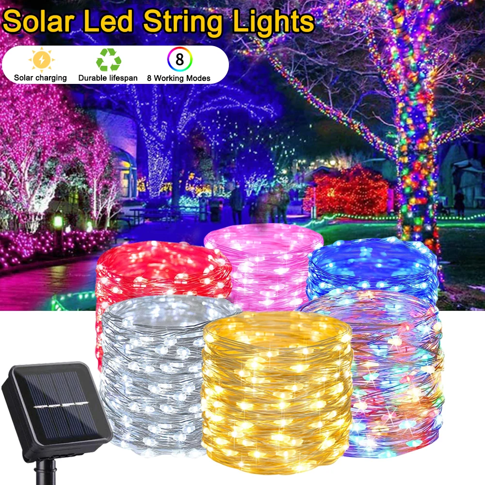 

Outdoor solar light string, IP65 waterproof, 8 lighting modes, decorative lights for holiday courtyards and gardens