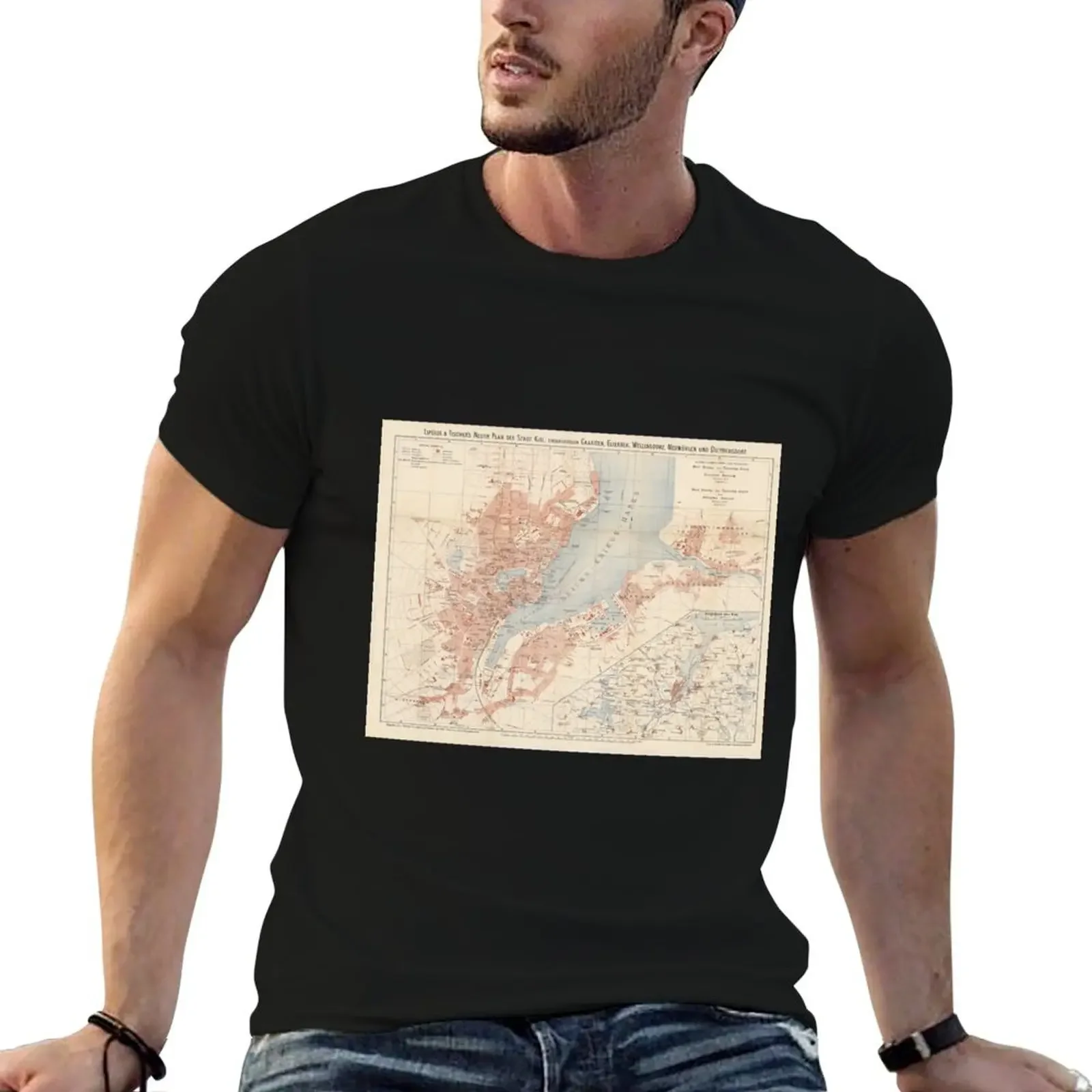 

Vintage Kiel Germany Map (1895) T-Shirt anime Funny t-shirts tshirts personalised men graphic t shirts