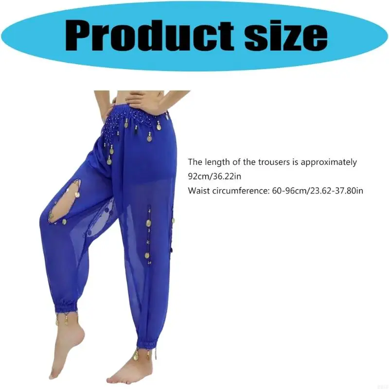 B95F Pantaloni per spettacoli danza del ventre in spandex elasticità per spettacoli teatrali e prove
