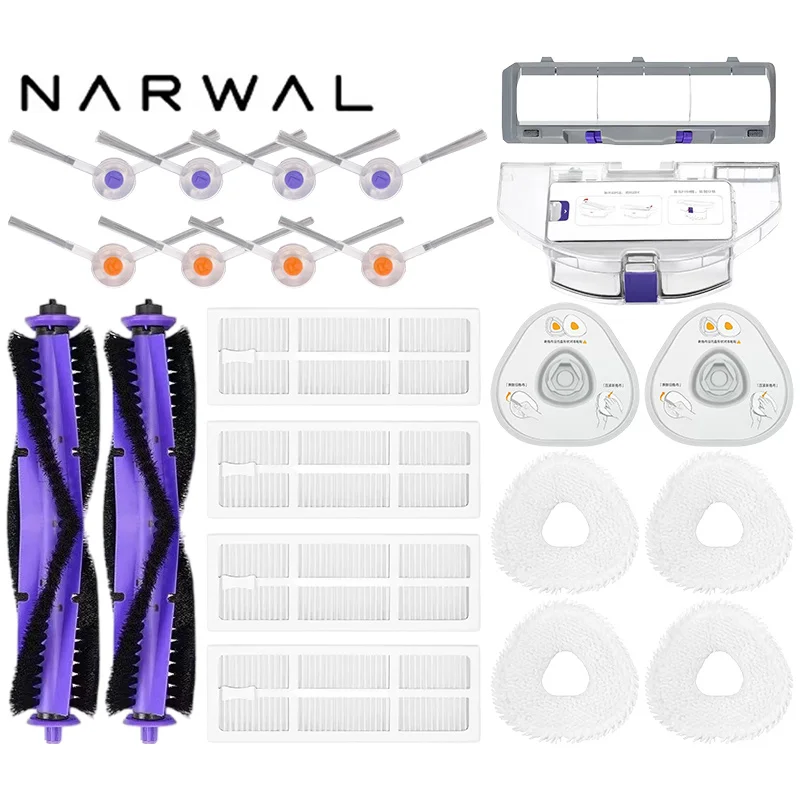 Narwal Freo / Narwal J3 Robot aspirateur pièces de rechange brosses latérales principales tissus de vadrouille filtres HEPA accessoires